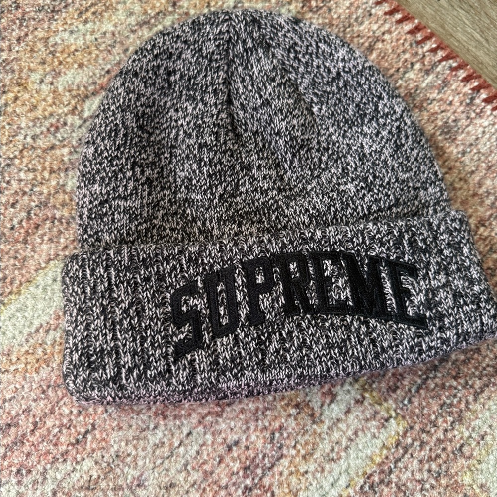 Supreme Black and Gray Knit Beanie